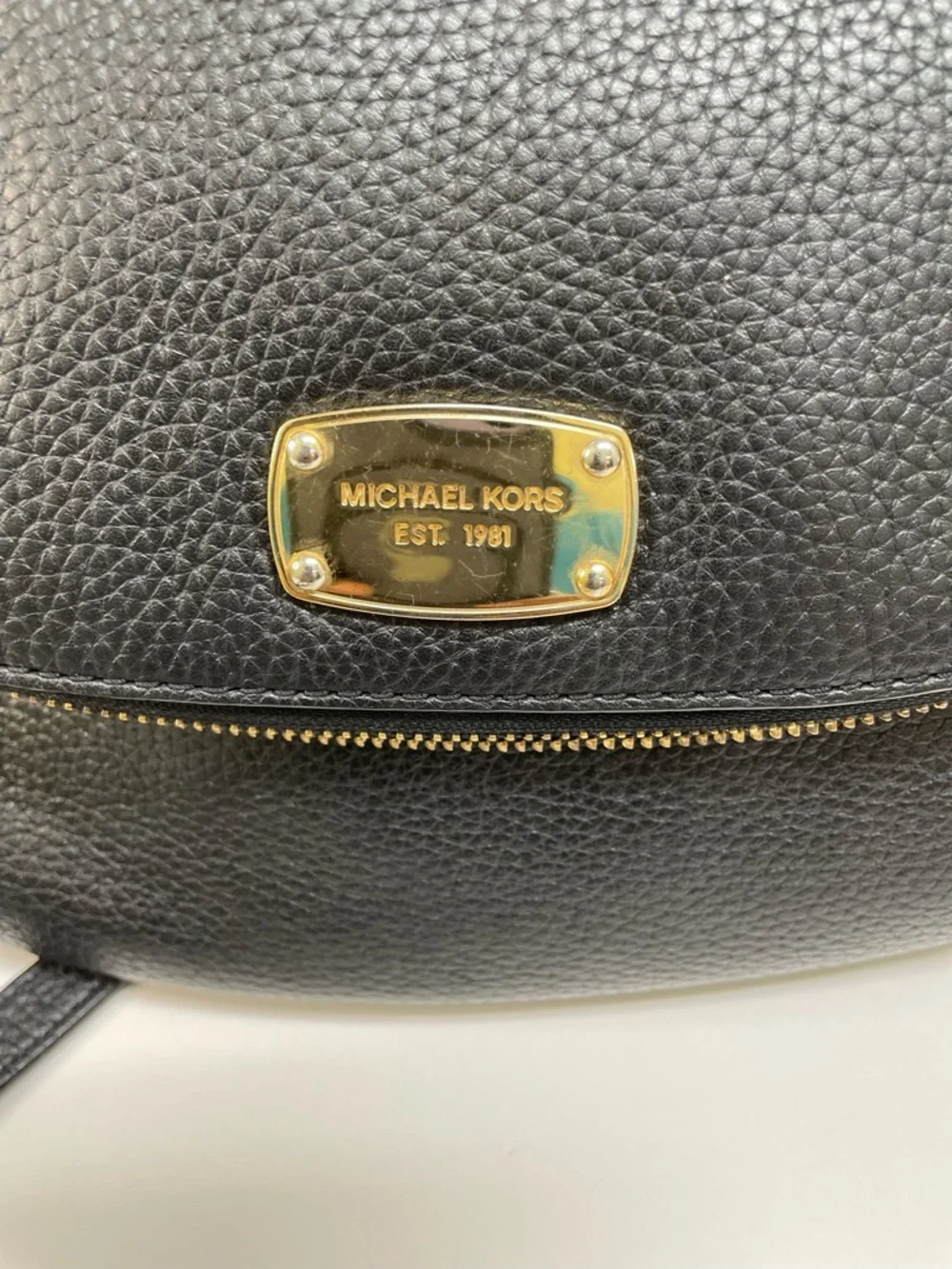 Michael Kors Black Pebbled Leather Flap Crossbody with Gold Hardware
